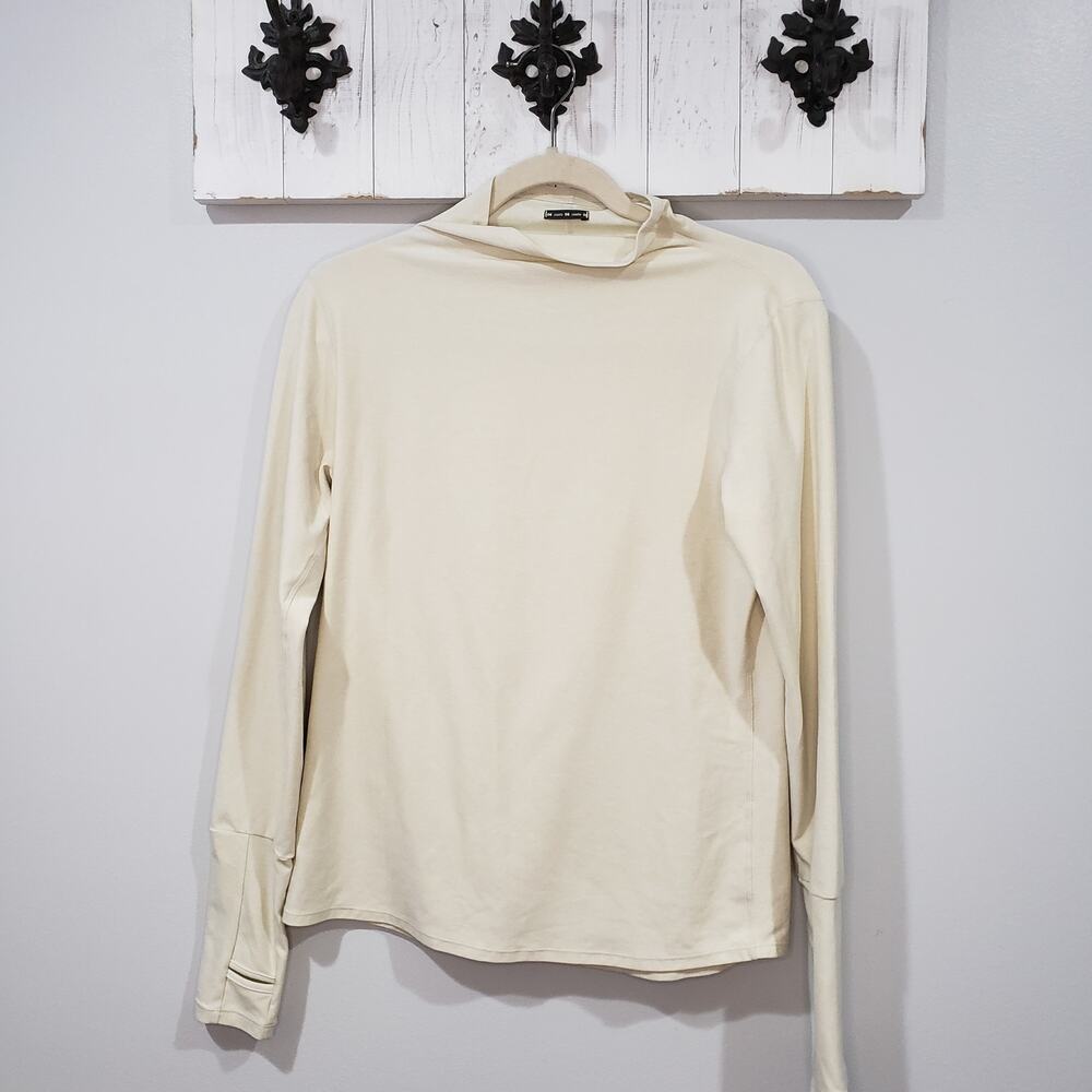 Oiselle Lux Mock Neck Long Sleeve Running Shirt Cream Size 6